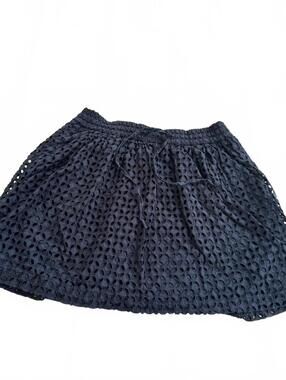 Madewell  eyelet lace goth cottage dark coquette mini skirt black cotton sz xs